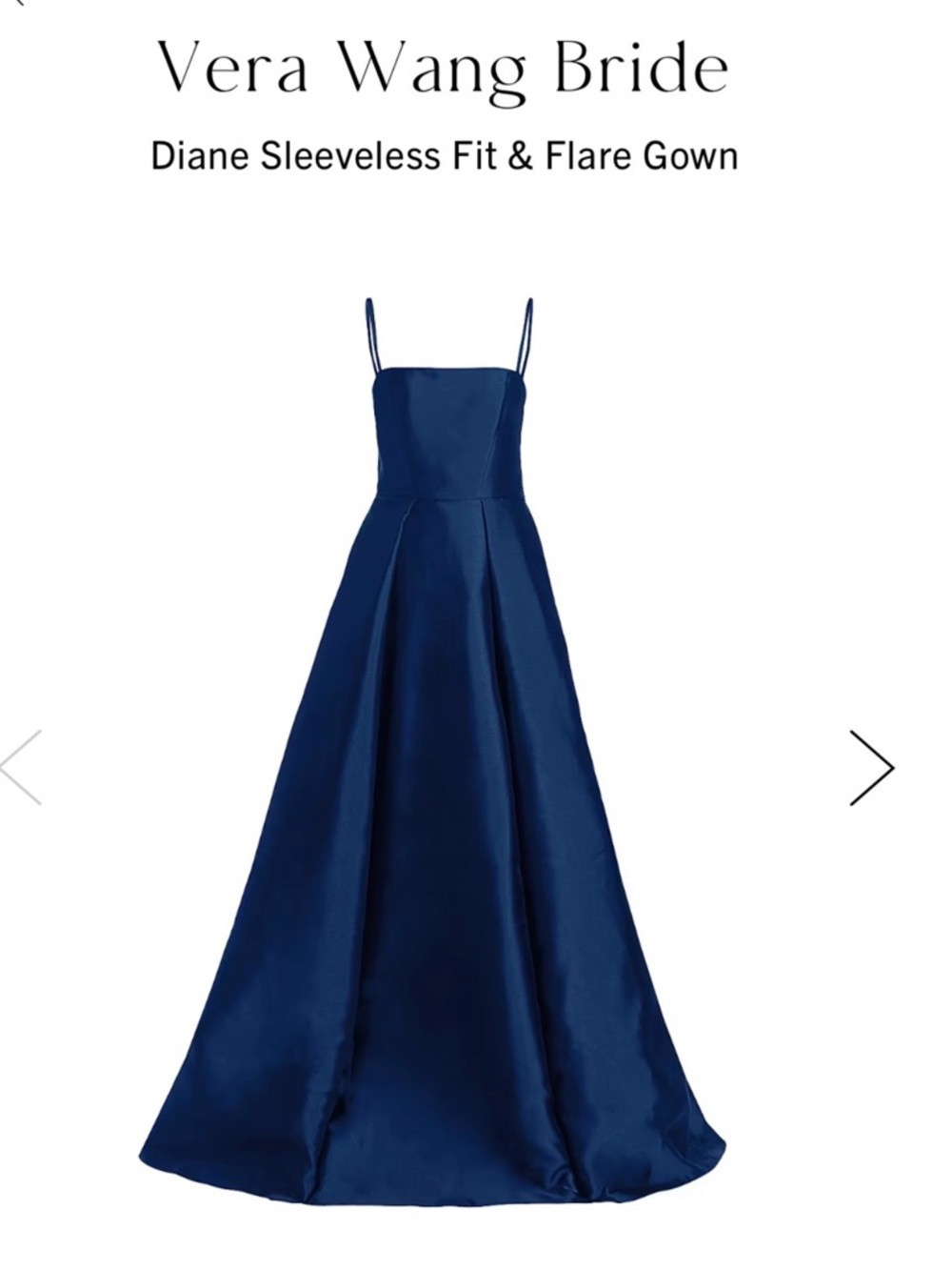Vera Wang Bride Diane Sleeveless Fit & Flare Gown - Navy